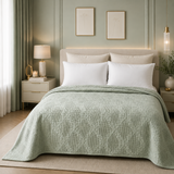100% cotton coverlet from the Textures Collection featuring breathable comfort, layered texture, and modern luxury bedroom styling