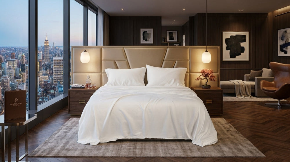 Cotton bed sheet set from the Core Collection featuring breathable cotton comfort, decorative cushion covers, and elegant everyday bedroom styling