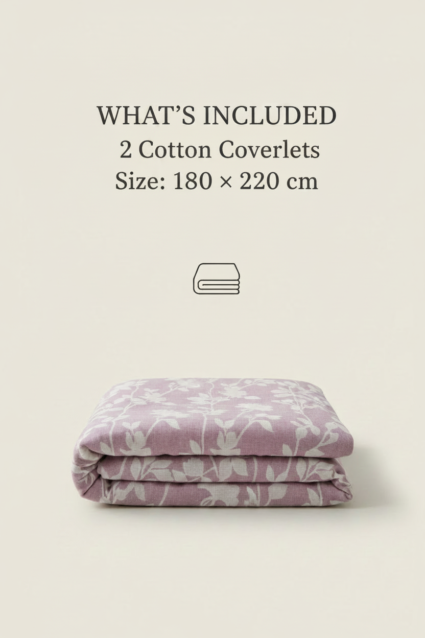 Two Cotton Coverlet Set - Single