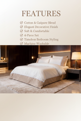 Cotton & Guipure Bed Sheet Set