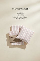 Colorful Striped Cotton Fitted Sheet Set