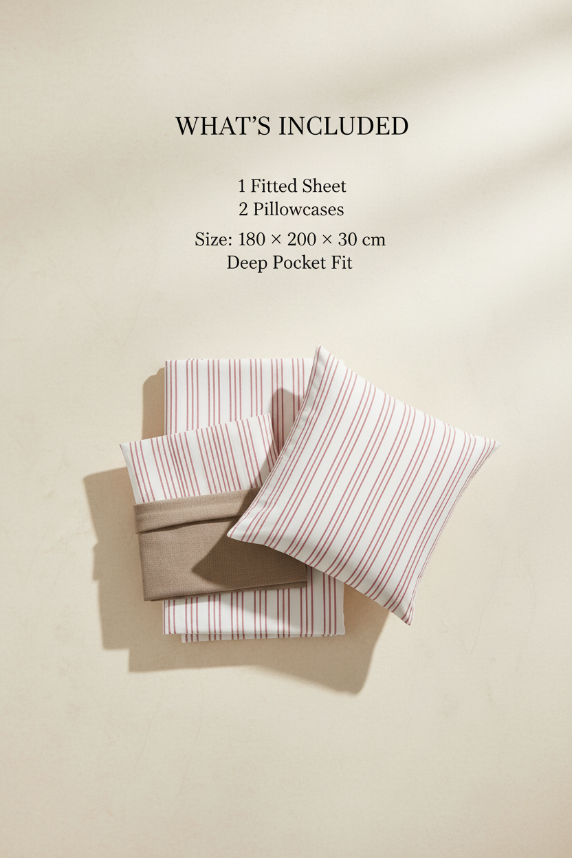 Colorful Striped Cotton Fitted Sheet Set