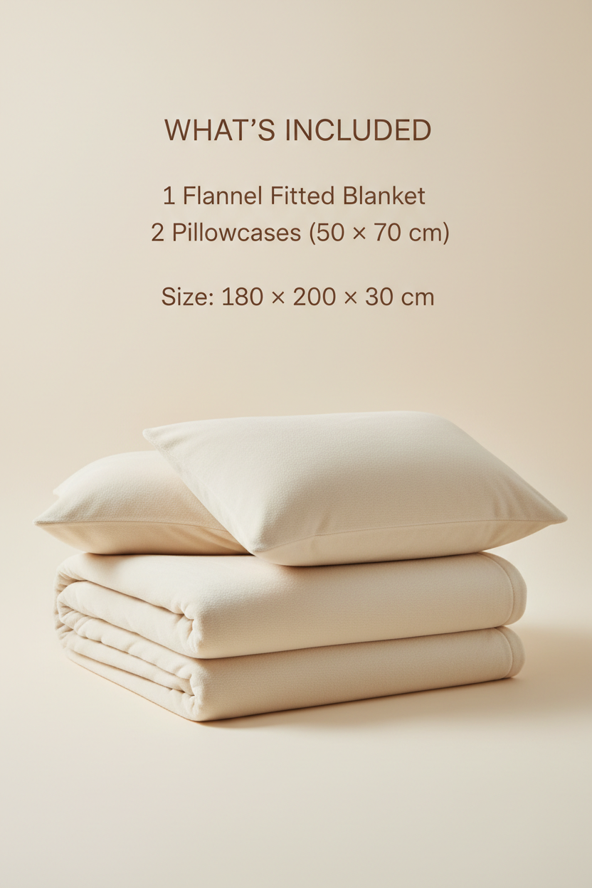Flannel Fitted Blanket/Heater Set
