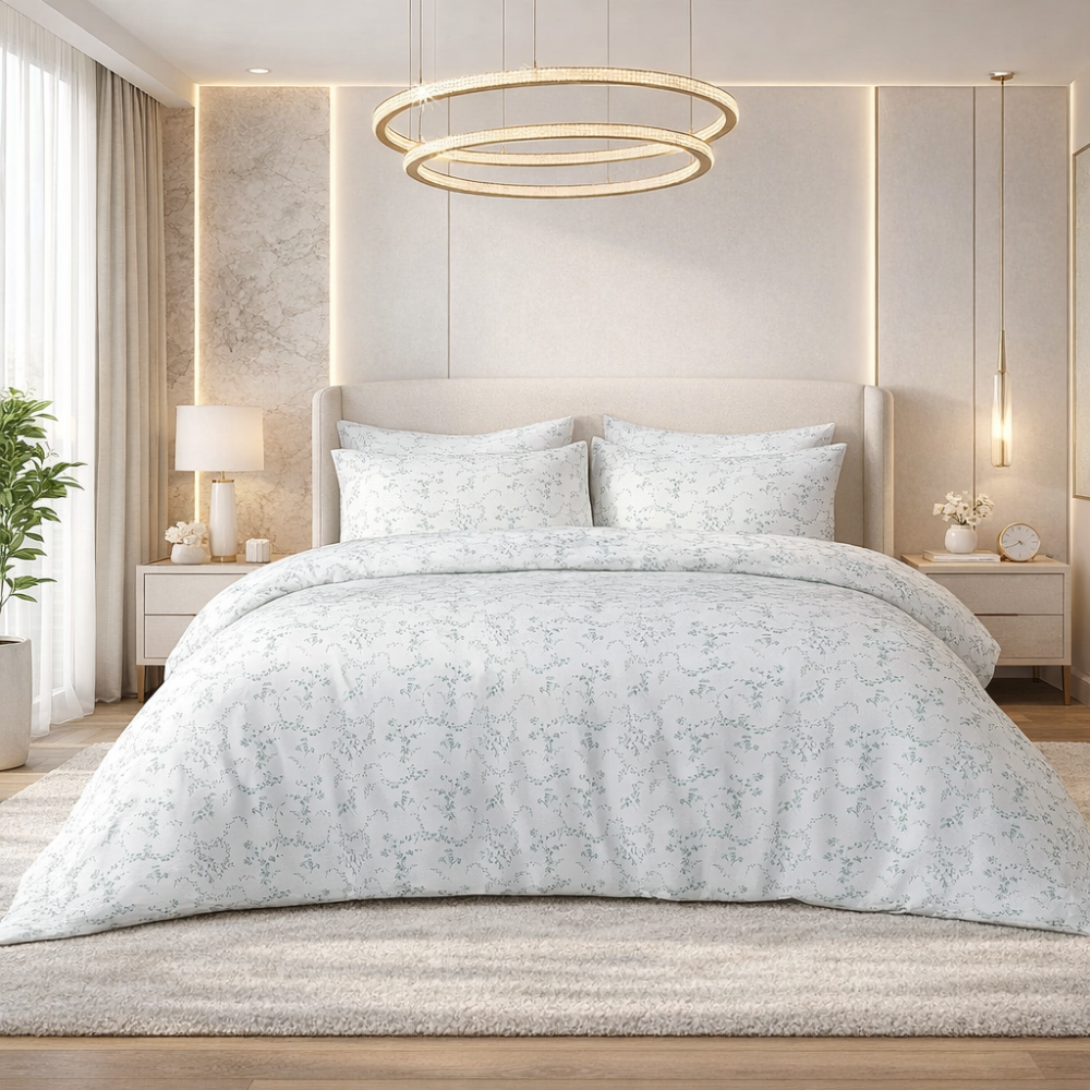 Kids floral cotton bedsheet set from the Core Collection featuring soft breathable fabric and playful modern bedroom styling