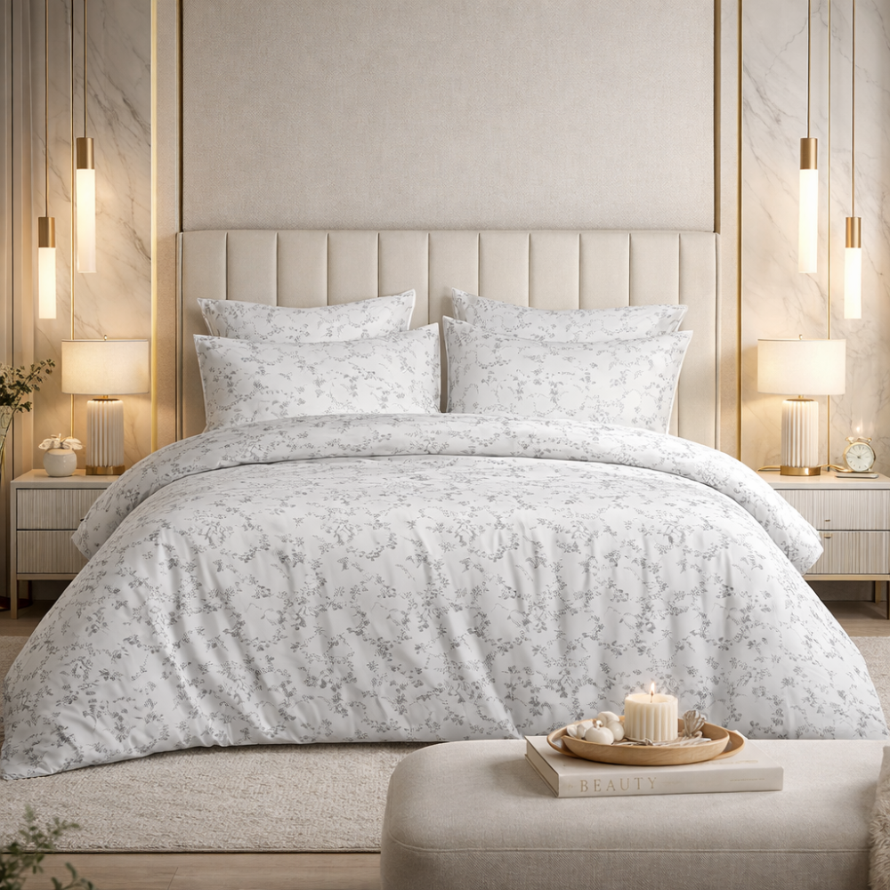 Kids floral cotton bedsheet set from the Core Collection featuring soft breathable fabric and playful modern bedroom styling