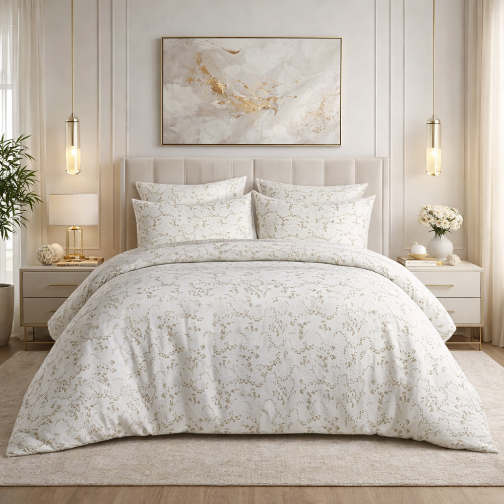 Kids floral cotton bedsheet set from the Core Collection featuring soft breathable fabric and playful modern bedroom styling