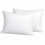 Two white pillows on a light beige background