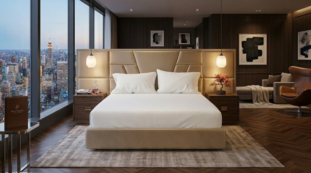 Percale cotton fitted sheet set from the Core Collection featuring crisp breathable cotton, deep pocket fit, and clean hotel-inspired bedroom styling