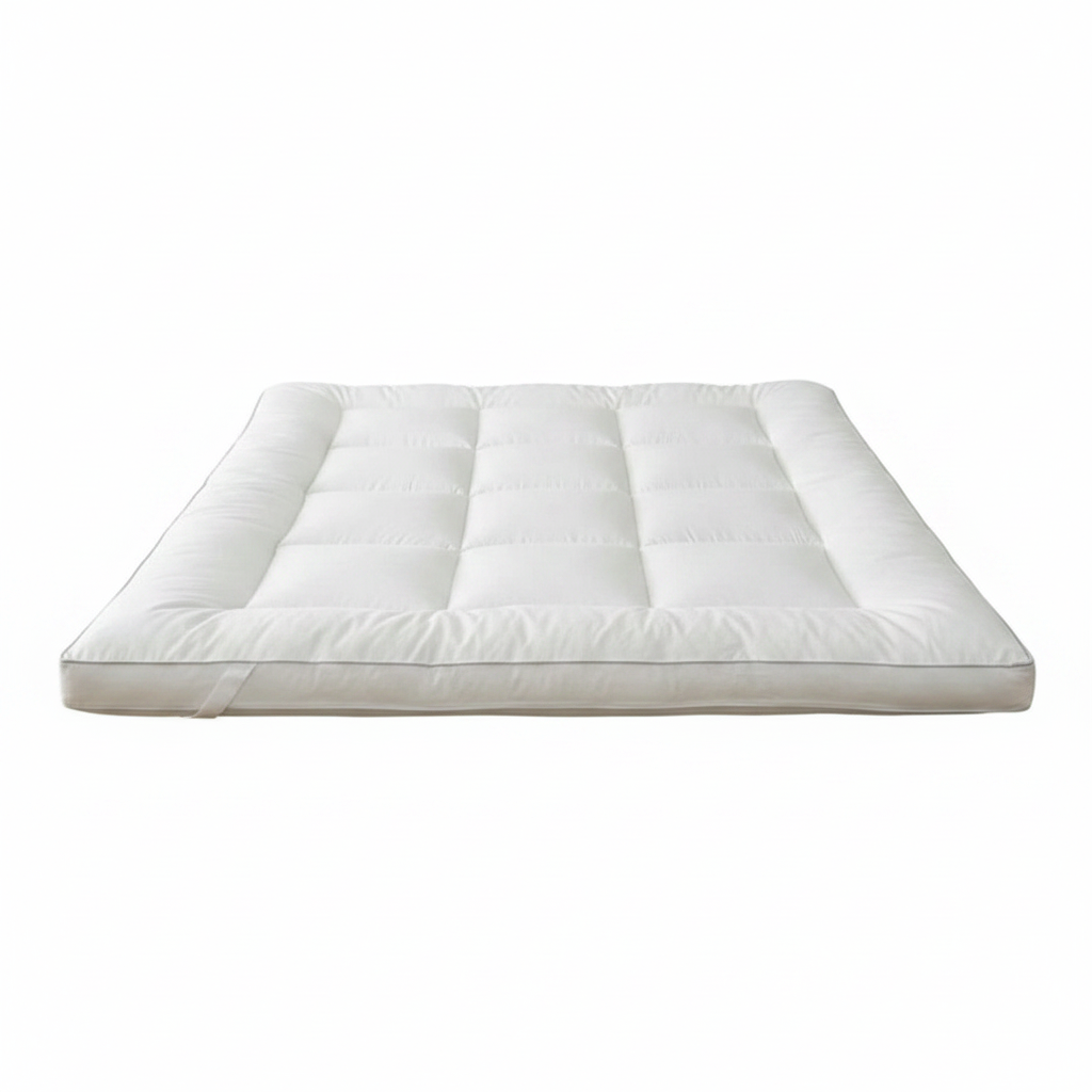 White mattress pad on a white background