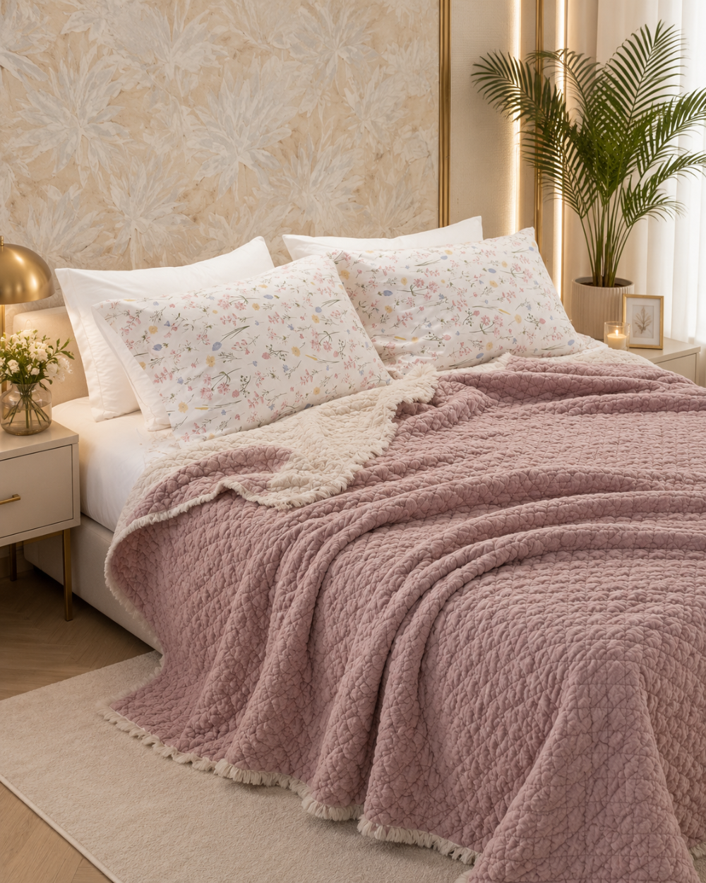 Premium textured 100% cotton coverlet from the Textures Collection featuring breathable comfort, layered texture, and refined modern luxury bedroom styling