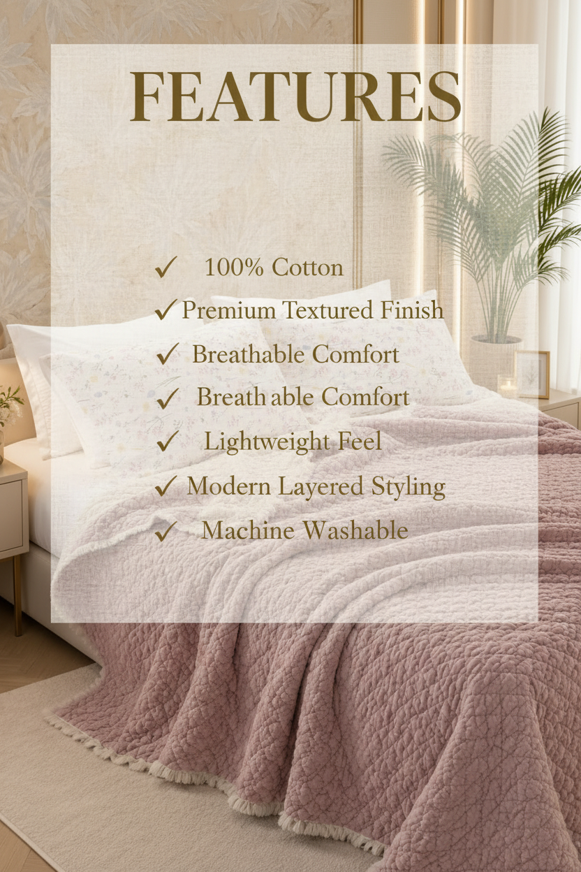 Premium Textured Cotton Coverlet For Signature Living