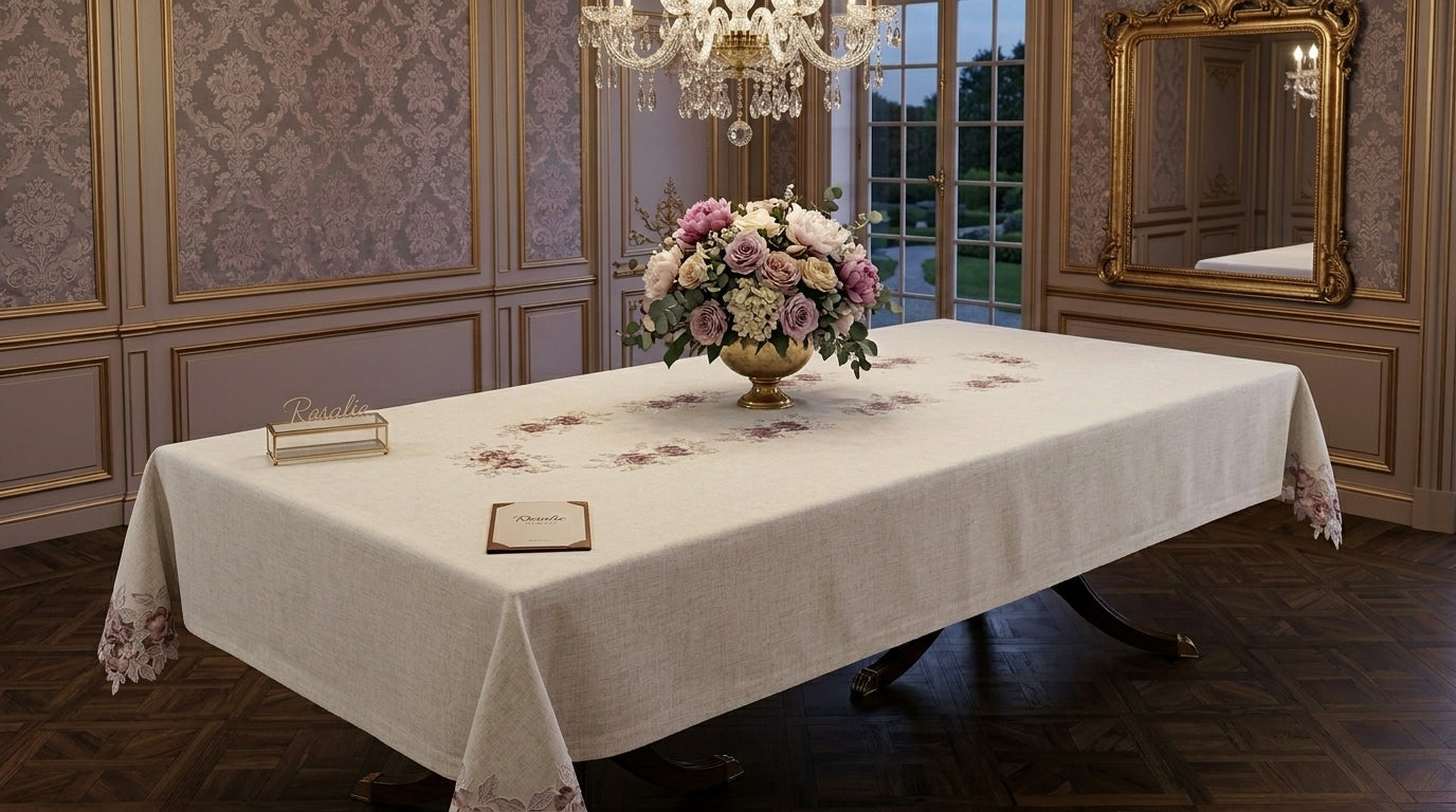 Linen & Guipure Tablecloth Set – Premium Dining – Textures Series