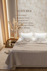 Textured 100% cotton coverlet from the Textures Collection featuring breathable comfort, layered texture, and modern luxury bedroom styling