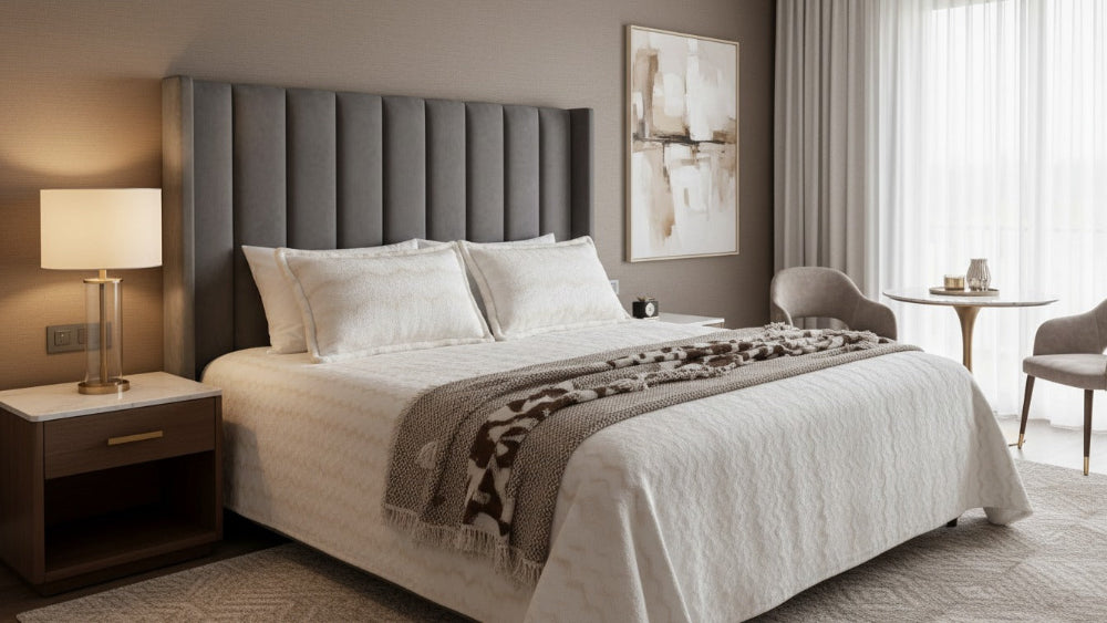 Waffle Blanket Set from the Signature Collection featuring rich waffle texture, plush comfort, and elegant bedroom styling