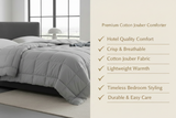 Gray bed with white bedding in a modern bedroom setting