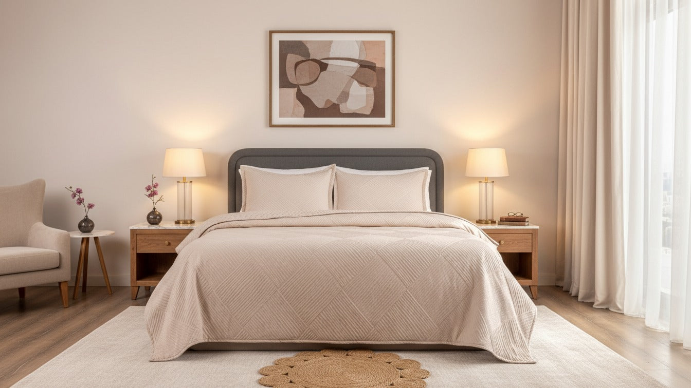 Cotton  Microfiber Coverlet Set – Textures Series