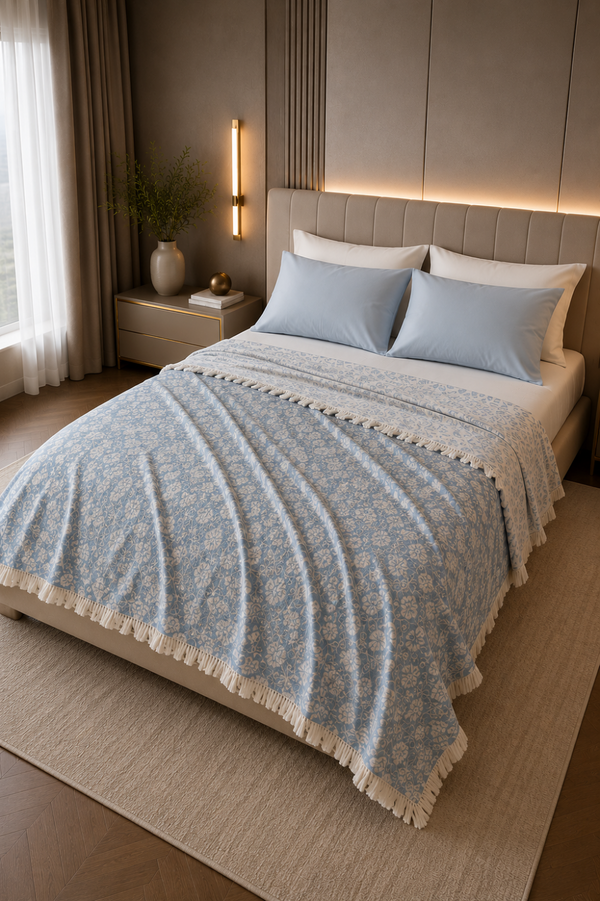 100% cotton coverlet from the Textures Collection featuring breathable comfort, subtle layered texture, and modern luxury bedroom styling