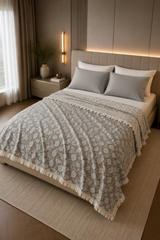 100% cotton coverlet from the Textures Collection featuring breathable comfort, subtle layered texture, and modern luxury bedroom styling