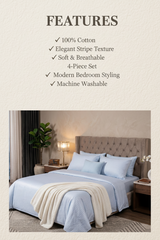 Hotel Style 100% Cotton Bed Sheet Set – Stripe Design