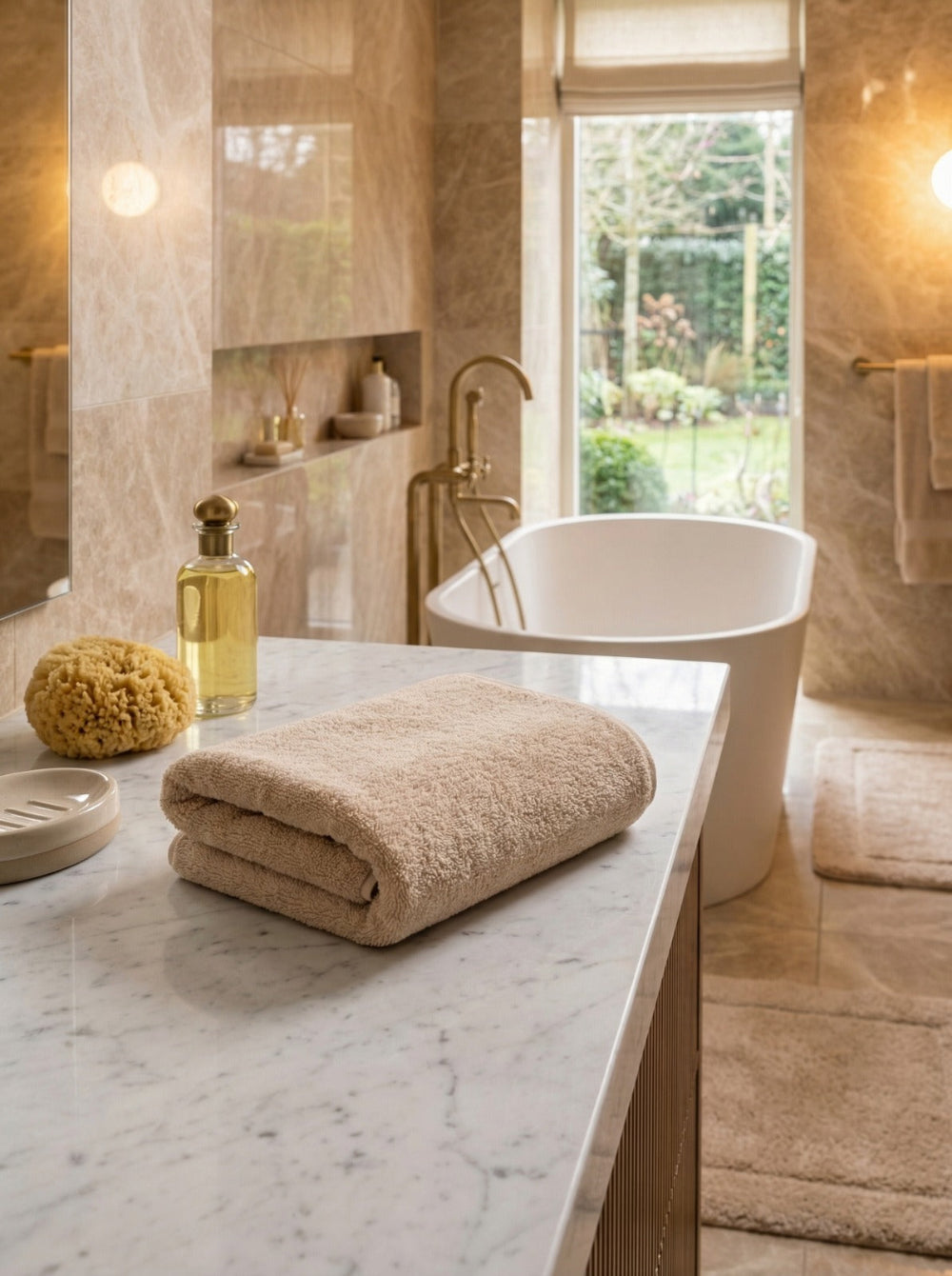 Soft 100% cotton towel from the Core Collection featuring plush absorbent texture and clean luxury bathroom styling